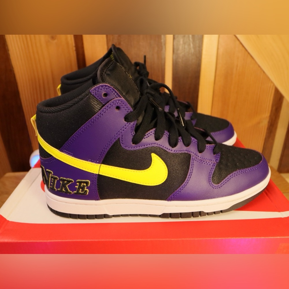 Nike Dunk High PRM B Lakers Sz 8 Men’s. New - OG, Embroidery, Lakers Colors